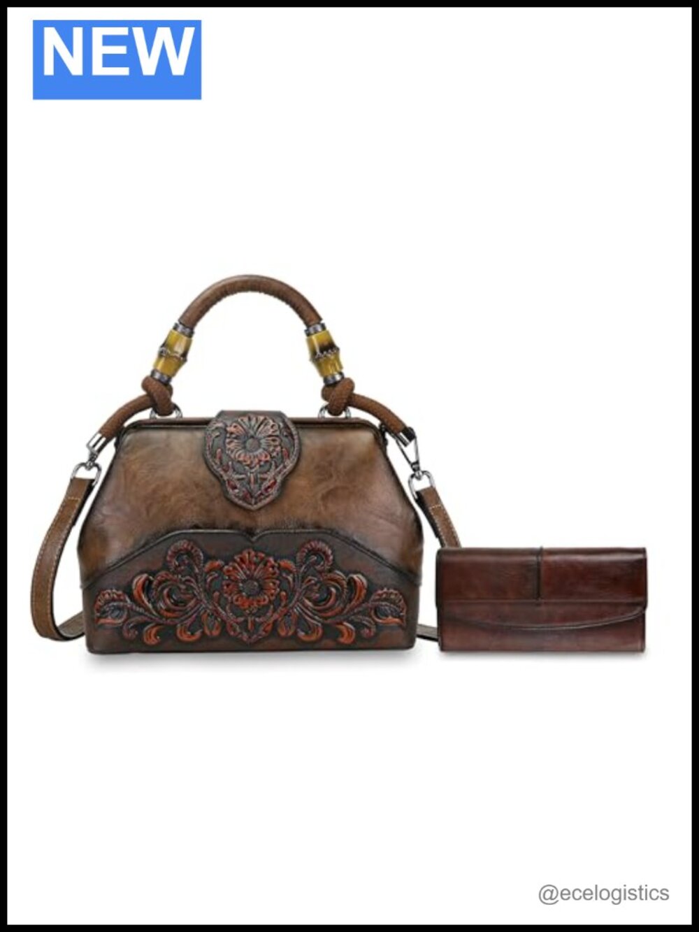 Women's Leather Wallet and Satchel Bag Large Capacity Crossbody Shoulder Tote
